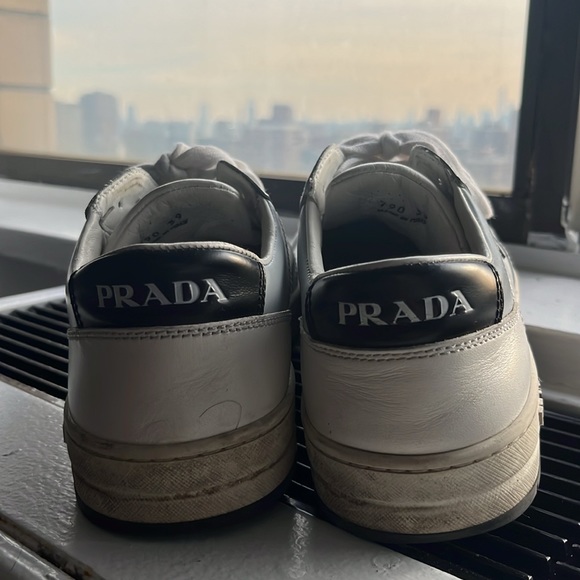 Blue/grey Downtown Leather Prada sneakers - Picture 3 of 6